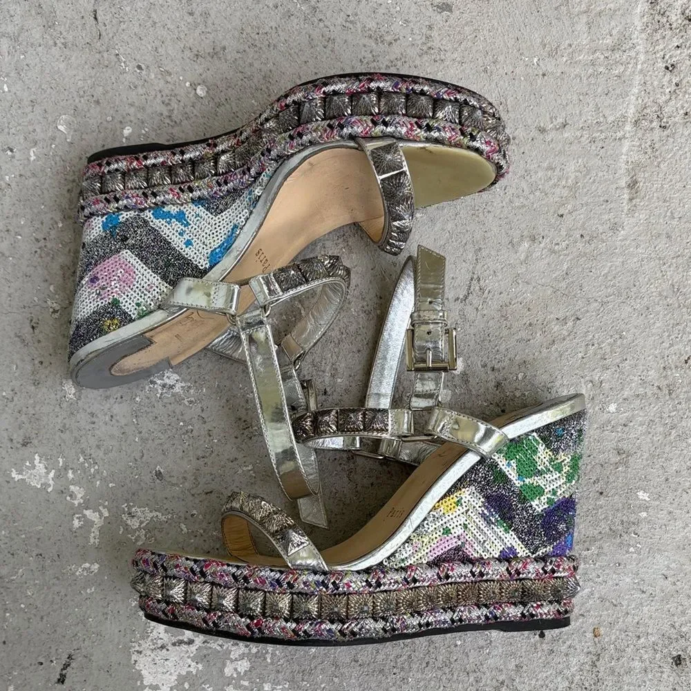 Christian Louboutin Pira Ryad 110 silver sequin platforms